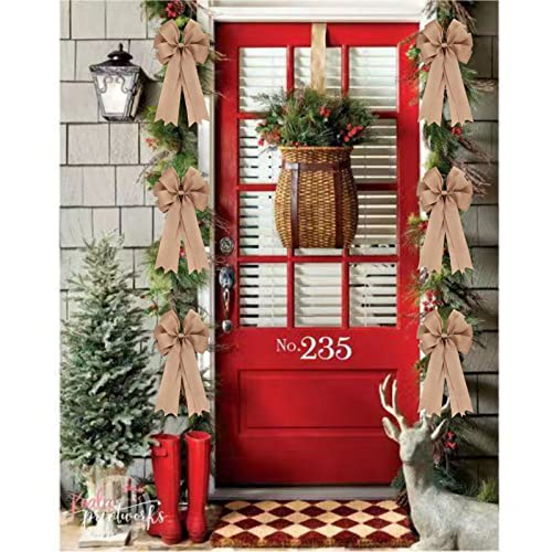 Meseey 2 Pcs 20 X 10 Inch Large Burlap Bows Farmhouse Wreaths Jute Bow For Gift Wrapping Tree Topper Front Door Home Decorations #TOP6