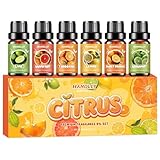 HANOLLY Aceites Esenciales Cítricos 6x10ML, Juego de Aceite Esencial Naturales para Humidificador Difusor Velas- Naranja dulce, Bergamota, Limón, Pomelo, Lima, Mandarina