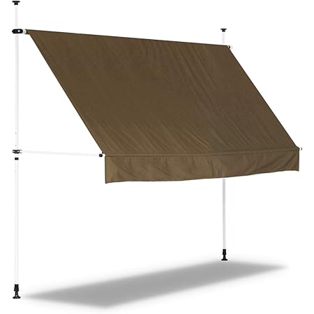 Amazon Fieldoor つっぱり日よけスクリーン ダークブラウン 幅303cm 奥行90cm 高さ122 302cm Uvカット 撥水 ベランダ テラス 簡単取付 オーニング シェード