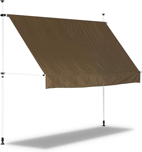 Amazon Fieldoor つっぱり日よけスクリーン ダークブラウン 幅303cm 奥行90cm 高さ122 302cm Uvカット 撥水 ベランダ テラス 簡単取付 オーニング シェード