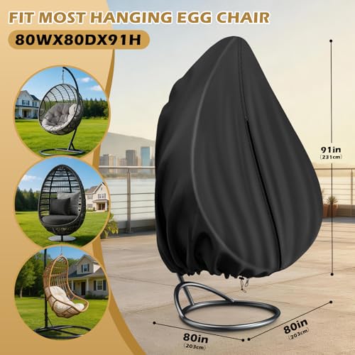 LXKCKJ Patio Egg Chair Cover, Waterproof 420D Oxford, 80W x 80D x 91H in by LXKCKJ - Image 2
