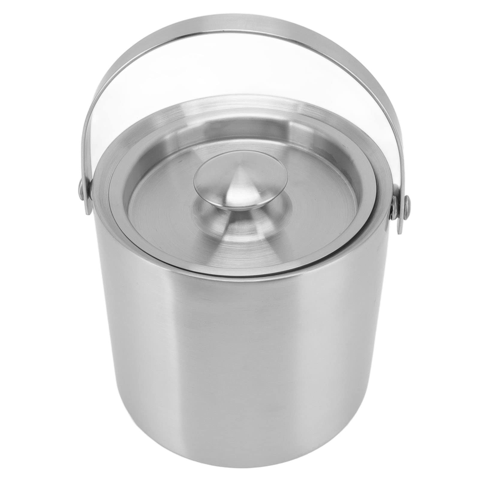 Cubitera de Champán Cubitera de Hielo de Acero Inoxidable de Doble Pared con Tapa y Asa Cubitera de Hielo para el Hogar, Bares y Restaurantes (2L)
