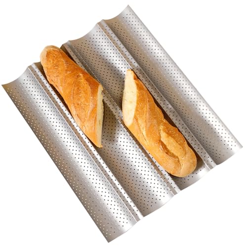 Plaque de cuisson pour 4 baguettes en acier carbone antiadhésif perforé - 3