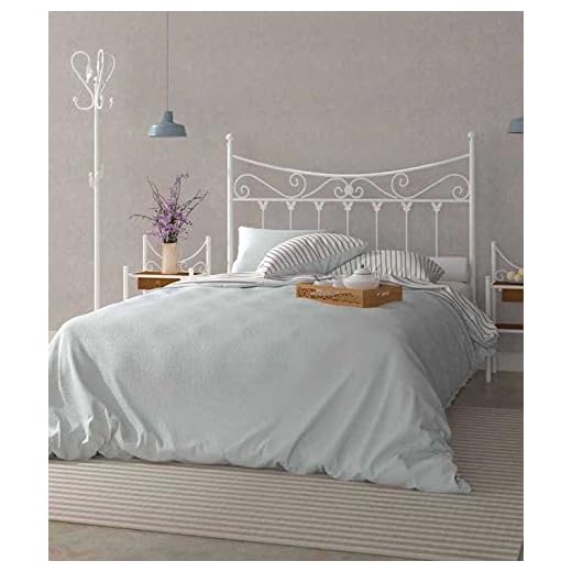 Hogares con Estilo Cabecero de forja Nacional Modelo Coín, Color Blanco para Cama de 105 cms Medidas Disponibles.