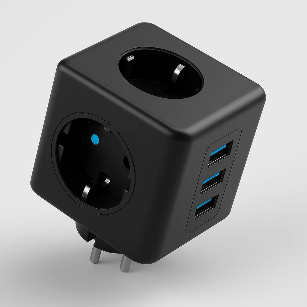 3 Prizli 2 USB + 1 Type-C Çocuk Termal Kısa Devre Akım Korumalı Topraklı Golyat Grup Şarj Fiş Priz