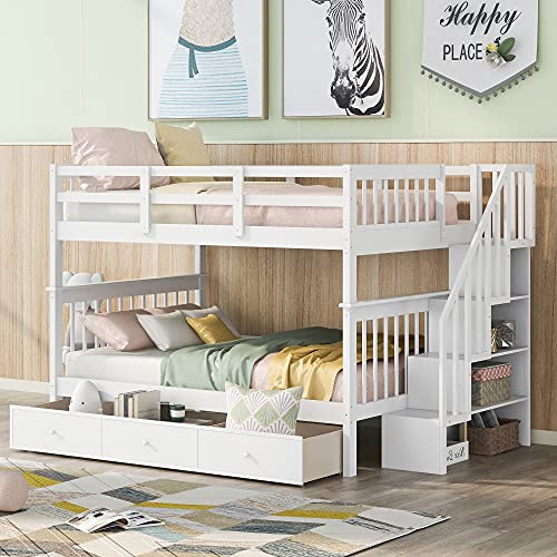 Ball & Cast Full Bunk Bed with Stairs and Storage Drawers