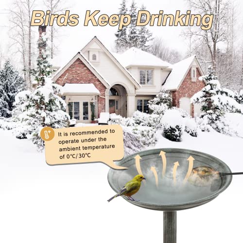 Bird Bath Heater For Outdoors In Winter, 2022 Upgrade Pond De-Icer 60 Watts Birdbath Deicer With Thermostatically Controlled & Auto Shut Off Function For Garden Yard Lawn,No Water Scale Formation #TOP4