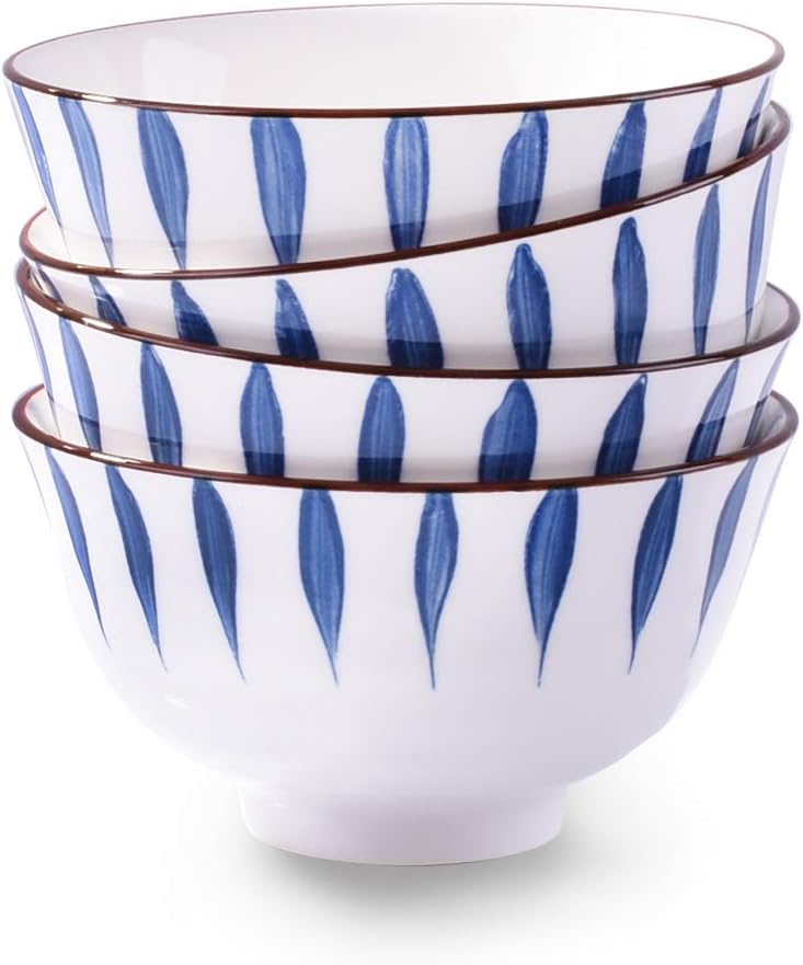  | Japanese Ceramic Rice Bowls set, Soup Bowls for Rice Soup Salad Snack: Rice Bowls