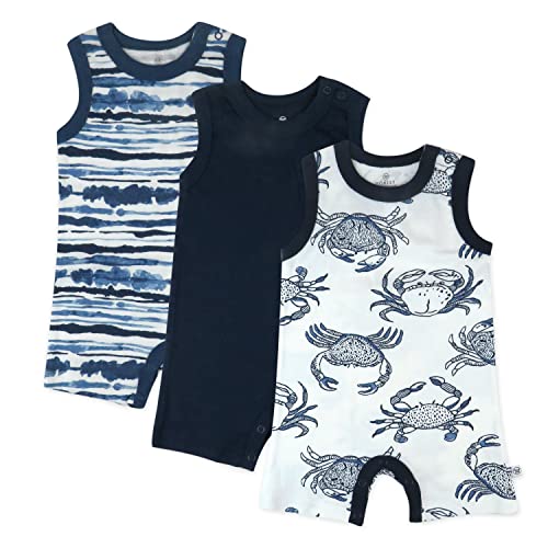 HonestBaby Short Sleeve and Tank Romper 100% Organic Cotton for Infant Baby and Toddler Boys