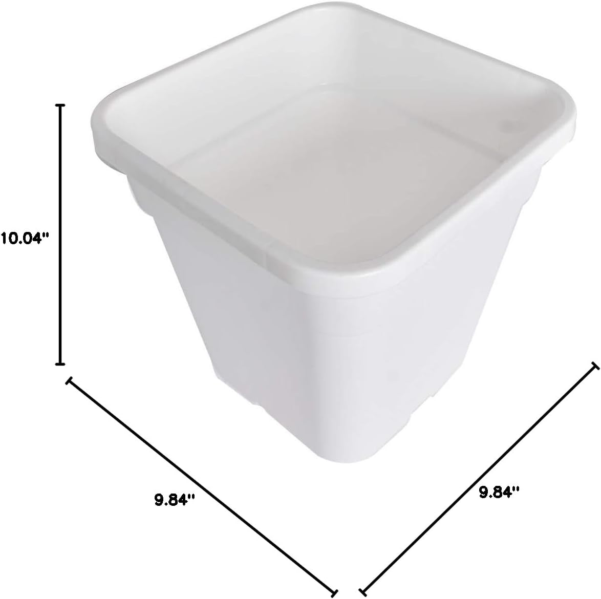 Plant Nursery Pot 10-Pack 3 Gallon Square Plastic Garden Planter Pots Flower Seedling Injection Molded Container Seed Starting Pot Set for Indoor Outdoor Plants Seedlings Vegetables White