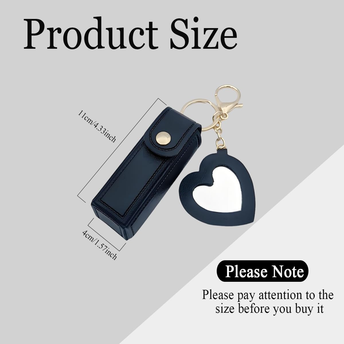 Lipstick Organizer Keychain Mirror PU Leather Lipstick Case Key Chain for Holder Travel Lipstick Pouch for Women (4)