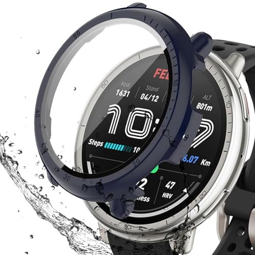 BOOLINN For Amazfit Active 2 �P�[�X 3D ���p�G�b�W �����^ PC+�K���X�f�� ��̌^ amazfit active 2 �J�o�[ �Ή� �����ߗ� �L�Y�h�~ �w��h�~ �ȒP�Ɏ��t���E�� �S�ʕی� �A�}�Y�t�B�b�g�A�N�e�B�u 2 