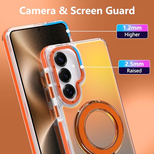 Image of Magnetic for Samsung Galaxy S26 Case with Stand [Compatible with Magsafe] [Cute Fluorescent Design] [1 Screen Protector] Slim Translucent Matte Case for Galaxy S26 6.3 inch, Orange