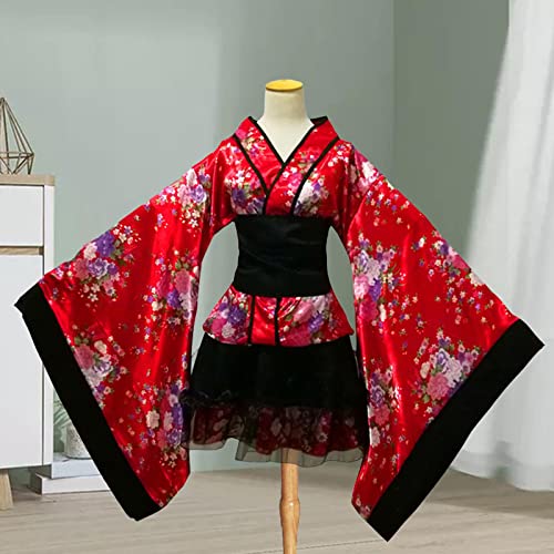 ZPGVWXKO Robe Kimono à Col Polyester, Idéale pour Une Tenue Décontractée Ou Des événements Cosplay, Rouge, XXL – vue 6