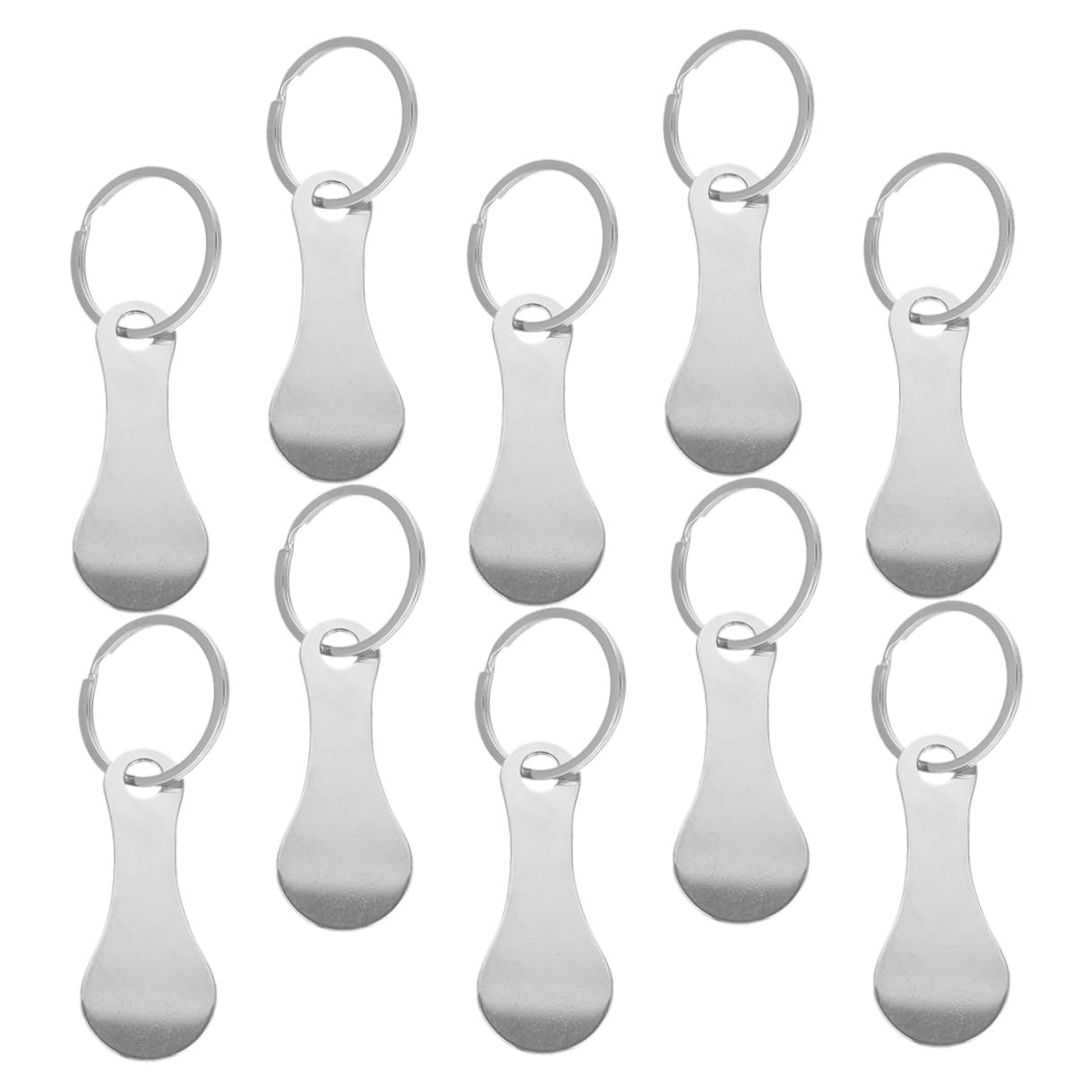 Jetons de chariot Healvian en acier inoxydable | Lot de 10 porte-clés solides