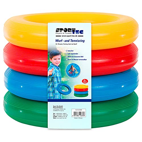 Sport-Tec Wurf- und Tennisringe ø18 cm, 4er Set - Luftgefüllte Spielringe für Garten, Pool & Freizeit