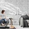 Lifetree Brick Effect Self Adhesive Wallpaper, Sticky Back Plastic Roll Vinyl, Peel and Stick Wallpaper Suitable for Living Room, Kitchen, Bedroom, 44.5 * 300cm, White/Grey #2