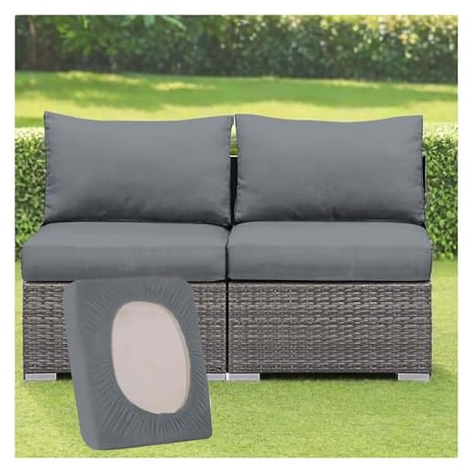 ZGDDPZA Copriseduta per Divano da Esterno – Federa Elastica per Cuscino, Copricuscini per Mobili da Giardino, per Patio, Terrazza e Uso Interno/Esterno (Grigio,2PCs Length 50-65cm)