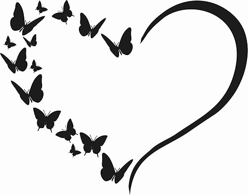 Miniatura 10 de Calcomanía de vinilo troquelado para ventana de automóvil, camión y mariposas con forma de corazón y mariposas (rosa)