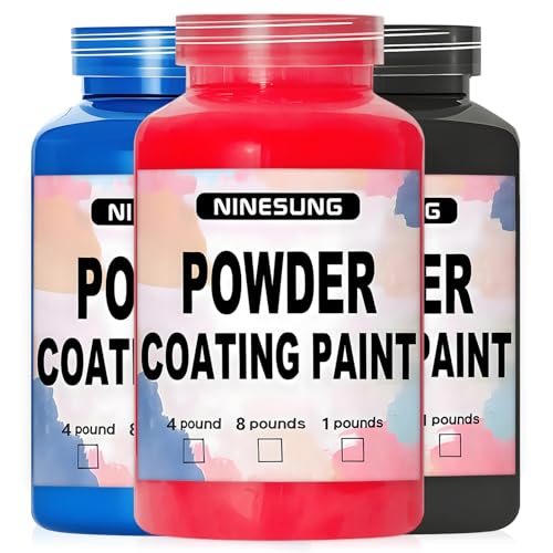 ninesung Powder Coating Paint 3 Colors Powder Coat Perfect for Metal Surfaces | Car Paint | Building | Powder Paint for Steel Structures Factories Playgrounds Gardens (3 Colors)