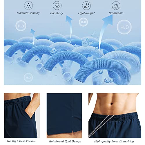Gym Revolution Men's 5 Pack Workout Running Quick Dry Gym Training Shorts With Pockets Black Grey Dark Grey Army Green Khaki S #TOP6