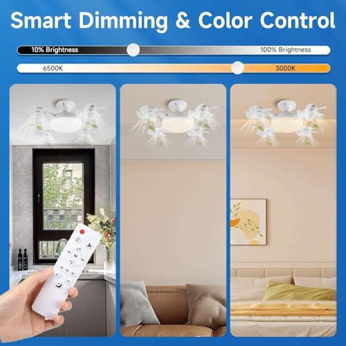 Image of LED Ceiling Light from Acrylic Flush Mount Lamp for Living Room, Bedroom, Kitchen & Office. Modes : Warm, Cool & Natural White (Swiss Light with Fan)