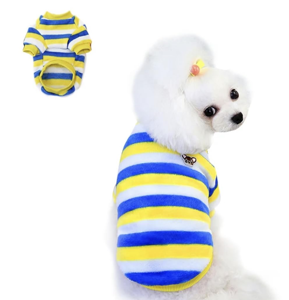 PETANGEL Soft Warm Fleece Small Dog & Cat Shirt, Cute Stripe Pattern Stretchable Winter Cosy Vest Tshirt for Maltese, ToyPoodle, Toypom etc (Size: M, Chest: 40cm, Length: 30cm) (B0CJJSGNM3) Amazon Price History, Amazon Price Tracker