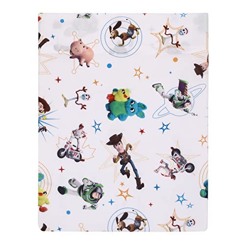 Disney Toy Story It's Play Time Blue, Green, Red, And Yellow, Woody And Buzz 4 Piece Toddler Bed Set - Comforter, Fitted Bottom Sheet, Flat Top Sheet, And Reversible Pillowcase #TOP3