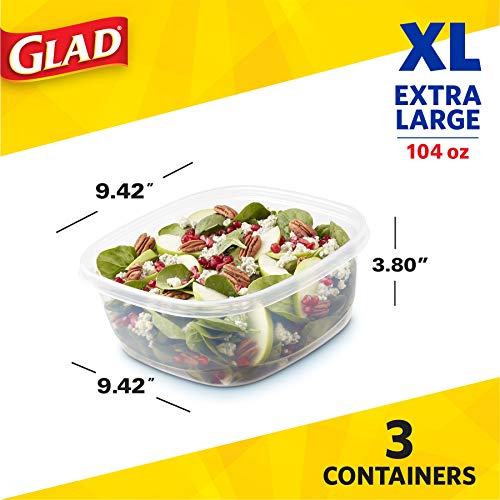 Gladware Family Size Food Storage Containers, Xl | Large Square Food Storage, Containers Hold Up To 104 Ounces Of Food, Large Set 3 Count Food Containers (Pack Of 2) #TOP3