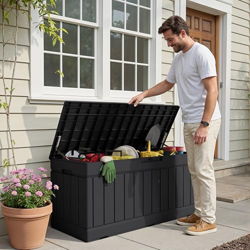 Devoko 78 Gallon Deck Box, Waterproof Resin Outdoor Storage Box - Image 5
