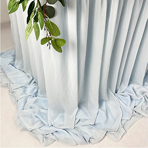 Pooling And Floating Chiffon Table Skirt With Extra Length, 6Ft 9Ft 14Ft Sheer Tablecloth, Baby Shower, Birthdays Party, Main Cake Table Decoration, Wdding Table Skirt (Blue, 9Ft) #TOP3