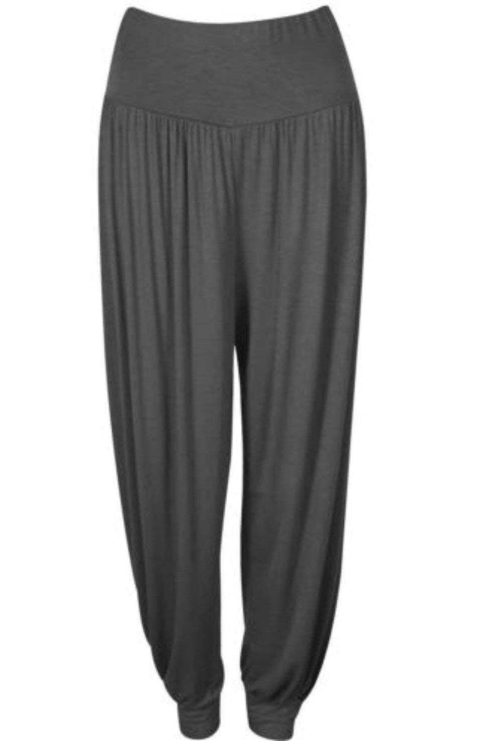 Wearall Women's Charcoal Plus Size Harem Trousers Full Leggings Stretch Pants 8-10