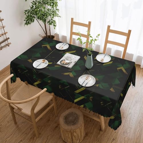 Nappe géométrique noir vert doré pour dîners raffinés