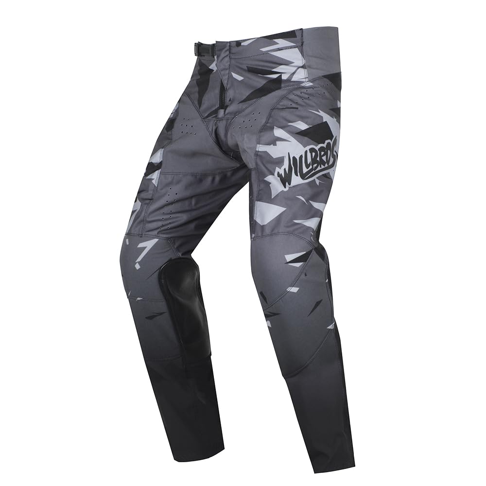 Willbros Men's Grey Motocross Pants Off-Road Dirt Bike Riding Mx Motorcycle Trousers Downhill Bmx Mtb L=34