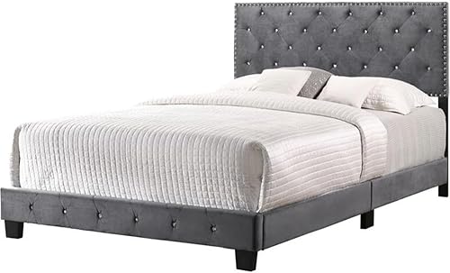Miniatura 14 de Glory Furniture Cama individual tapizada de terciopelo Suffolk en gris Gris,Multicolor -,Azul marino,https://www.amazon.com/dp/undefined