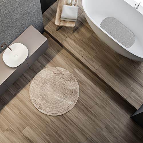 Relaxdays Anti-Slip Bath Mat, Stone-Look, Non-Slippery Suction Cups, Washable, W x D: 36 x 68 cm, PVC, Gray, Pack of 1