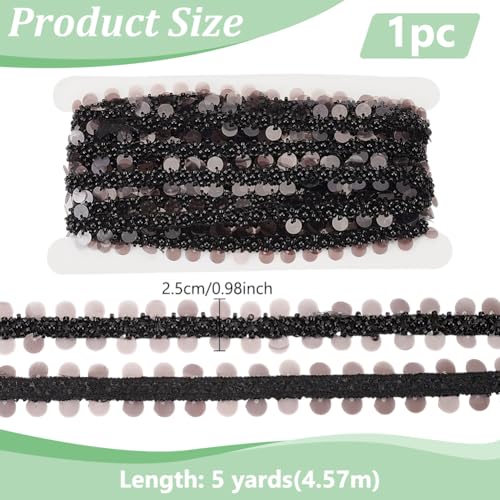 Cinta de encaje de perlas negras y diamantes de imitación para coser ropa de boda 3