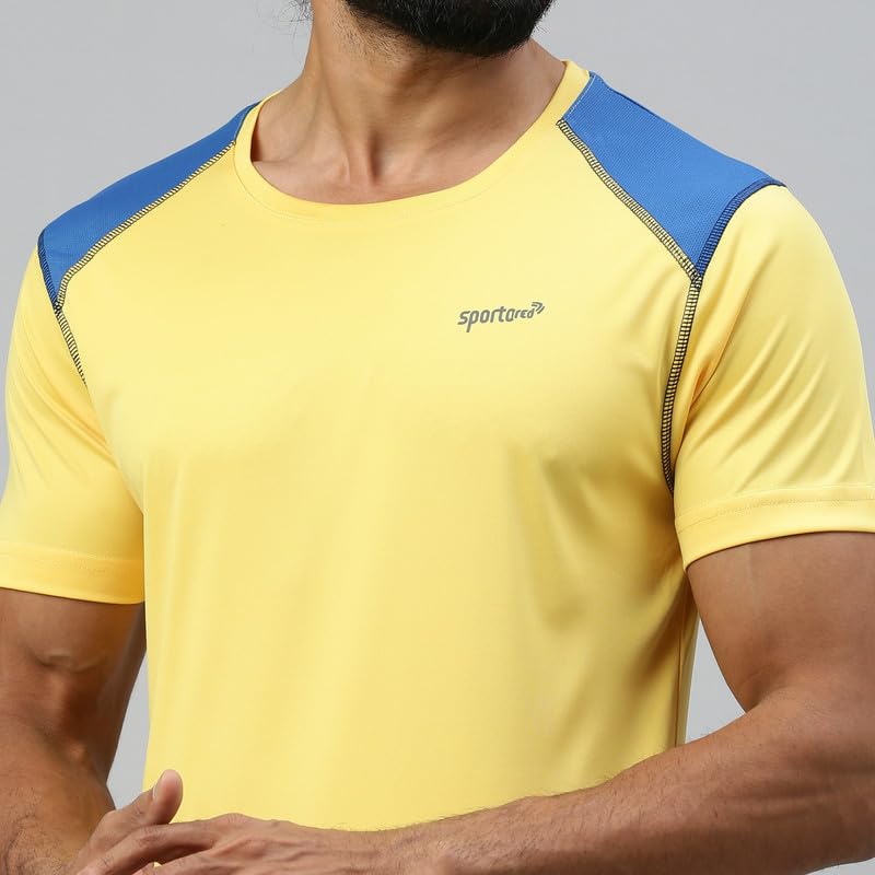 Image of sporto Men's Fast Dry Micro Fiber Solid Regular T-Shirt Half Sleeve|Charcoal