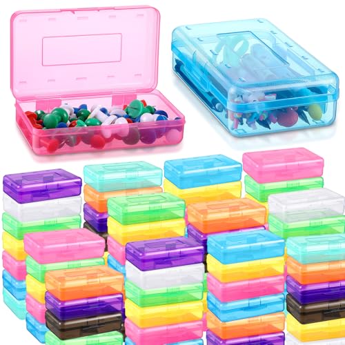 Fainne 100 Pcs Plastic Pencil Boxes Bulk Hard Pencil Case Large Capacity Pencil Box with Snap Tight Lid for Kids Girls Boys School and Office Supplies Storage Organizer Box Stackable Design (Colorful)