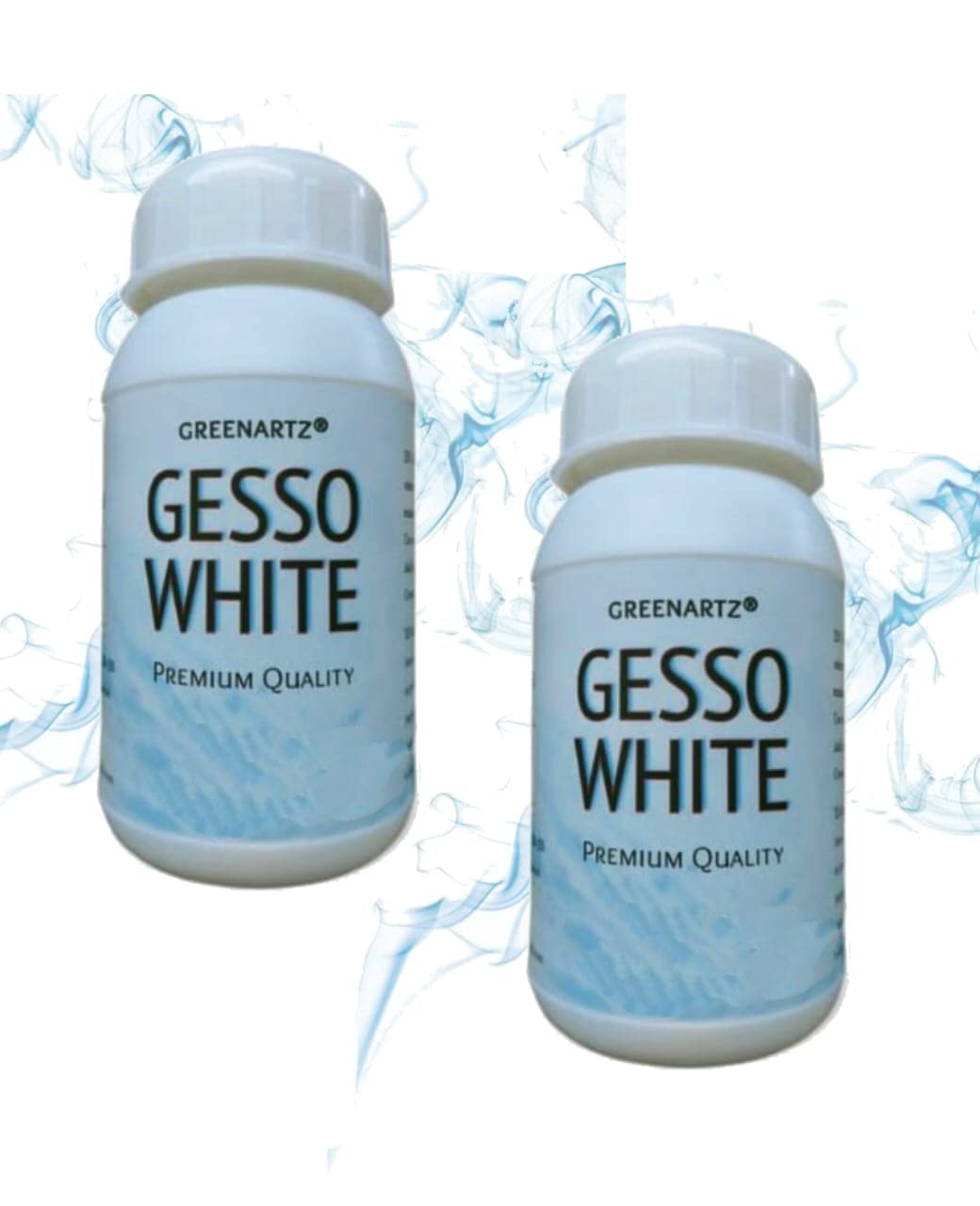 GREENARTZ® 2pcs x 250ml GESSO White for Acrylic paintings, oil painting | Water based non toxic universal Primer | Texture Medium for Any Surface