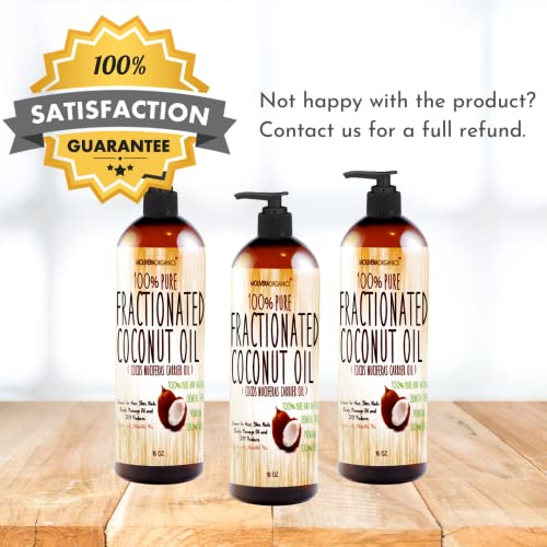 Molivera Organics Fractionated Coconut Oil 16 oz. Premium Grade A, 100% Pure MCT Coconut Oil for Hair, Skin, Massage and Aromatherapy Carrier Oils - Great for DIY - UV Resistant BPA Free Bottle - Thumbnail 3