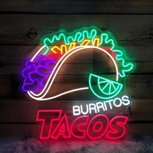 BELISAMA Burrito Tacos Neon Sign Tacos Led Light Mexican Food