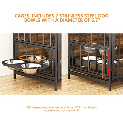Roomtec Dog Crate Furniture-Style Cages For Small Dogs Indoor Heavy Duty Super Sturdy Dog Kennels With 2 Stainless Steel Bowls (32Inch = Int.dims: 30.7" W X 20" D X 20" H) #TOP2