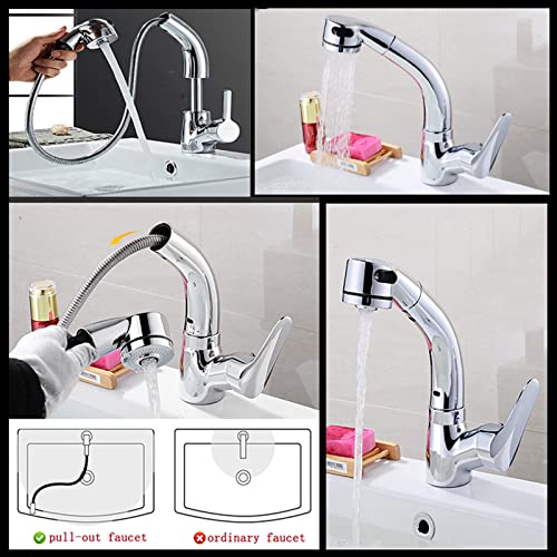 Robinet extractible pour lavabo mitigeur noir eau chaude froide - 6