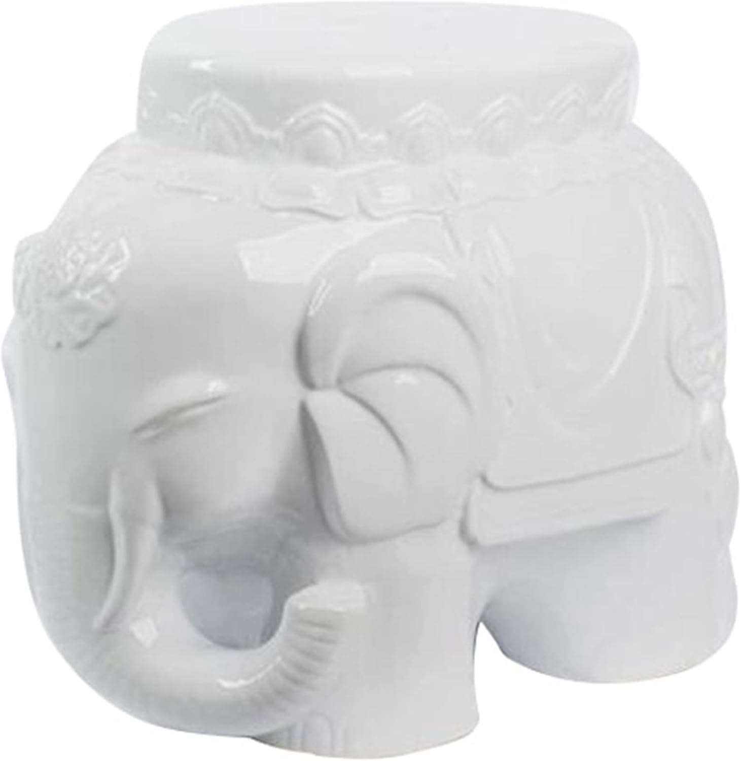 Decorative garden stools, Decorative Ceramic Garden Stool, Glazed Elephant Drum Stool Shoe Changing Stool, Suitable for Living Room, Balcony, Etc.(Green)