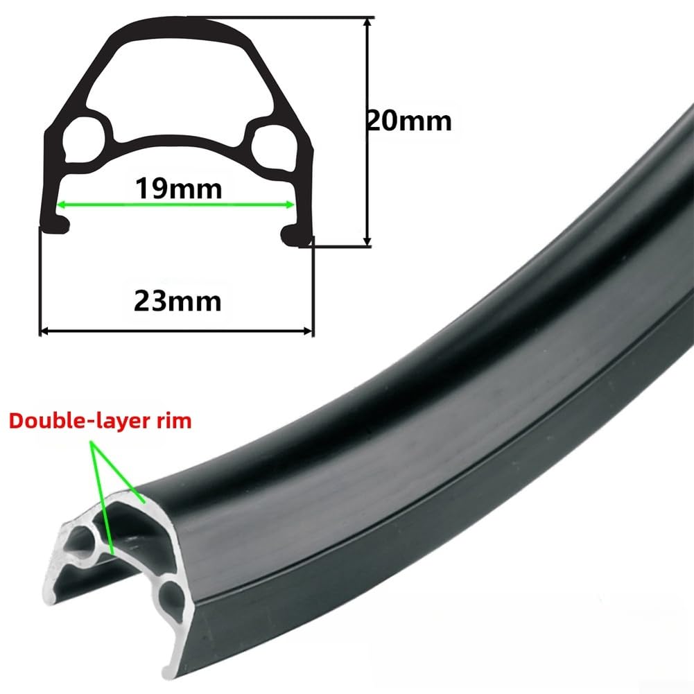 Cerchio per bici da 40,6 cm x 40,6 cm, a doppia parete, in lega di alluminio per freni a V, 20/28 fori, compatibile con bici pieghevoli Brompton, nero (28 fori 16 x 1-3/8)