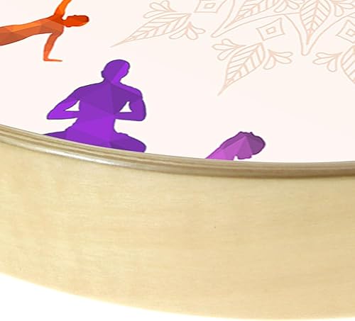 Miniatura 4 de Reloj de pared de postura de yoga colorido de 12 pulgadas con marco de madera, cuarzo silencioso sin tictac, funciona con pilas, reloj de pared