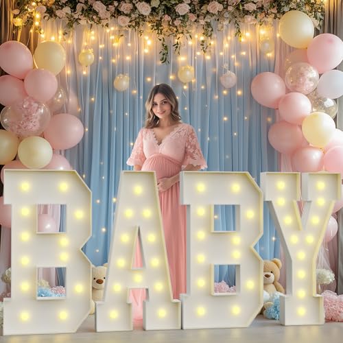 Marquee Letters for Baby Shower Decorations,4FT Baby Letters for Baby Shower, Light up Letters Gender Reveal Decorations