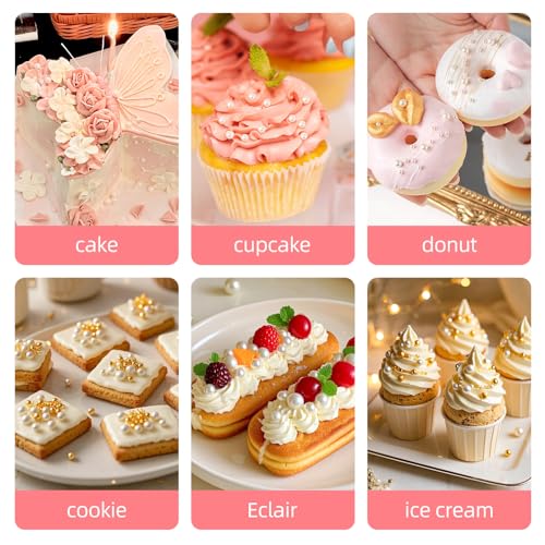 Image of Edible White Pearl Sprinkles for Cake Decorating,130g /4.58oz,Edible Pearls Sugar Sprinkle Mix Size,Baking Candy Decorations,Cupcake Toppers,Cookie Donuts Ice Cream Dessert Decorating,Wedding Birthday Party