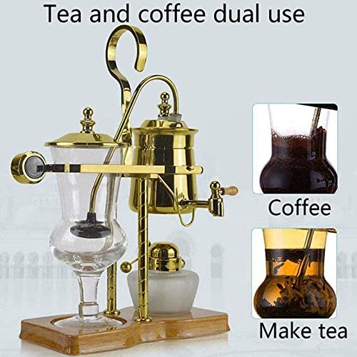 XYLXJ Vakuum-Kaffeemaschine, Siphon-Set, Kaffeesiphon, Haushalt, belgische Kanne mit tragbarer Hand-Kaffeemühle, Gold (Silber)